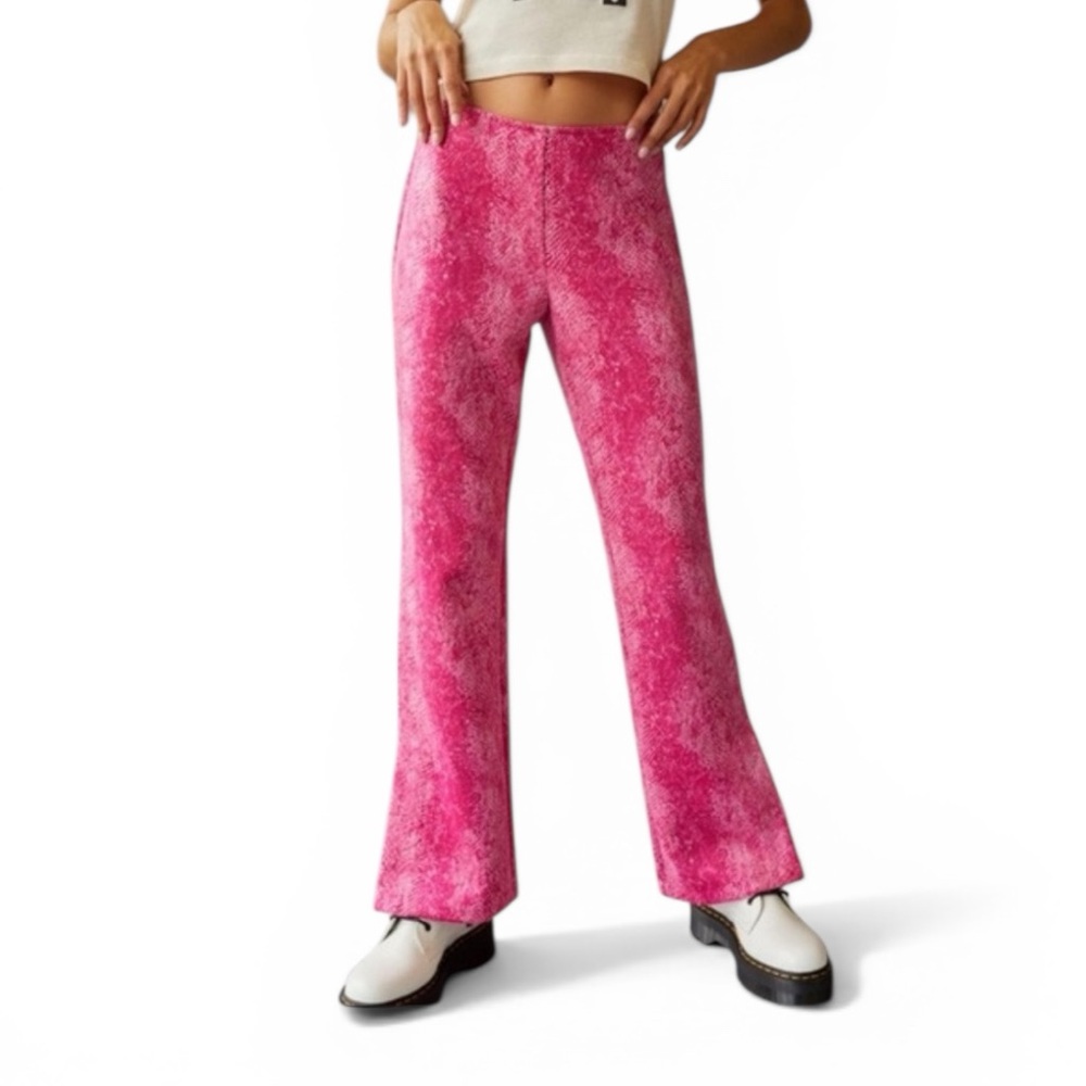 Hot Pink Snake Serpentine Patterned Flare Leg Festival Going Out Pants Size 0